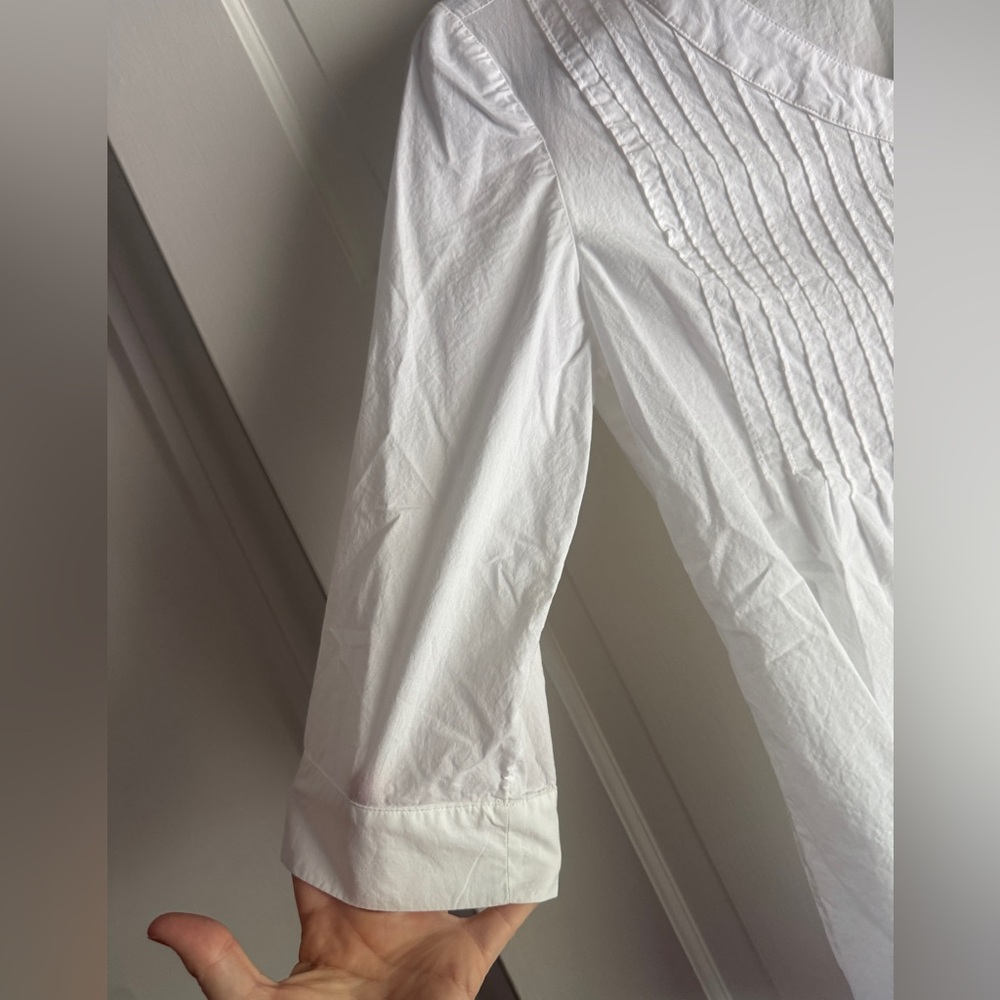 J. Jill 100% Cotton White Pintuck Button Up Blouse - Picture 3 of 6